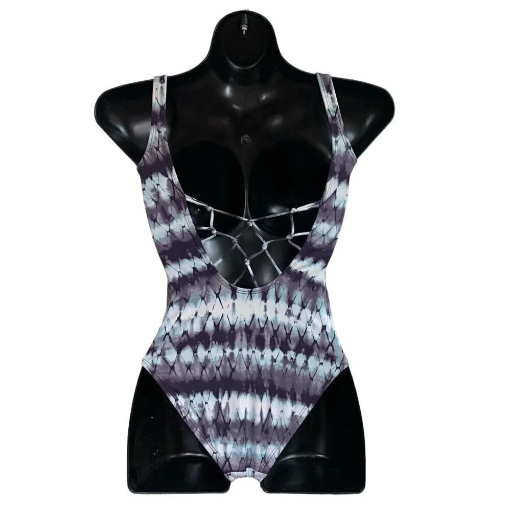 Hobie Swimwear Girl's Size 10 One Piece Bathing Suit Swim Suit Tie-Dye Knotted